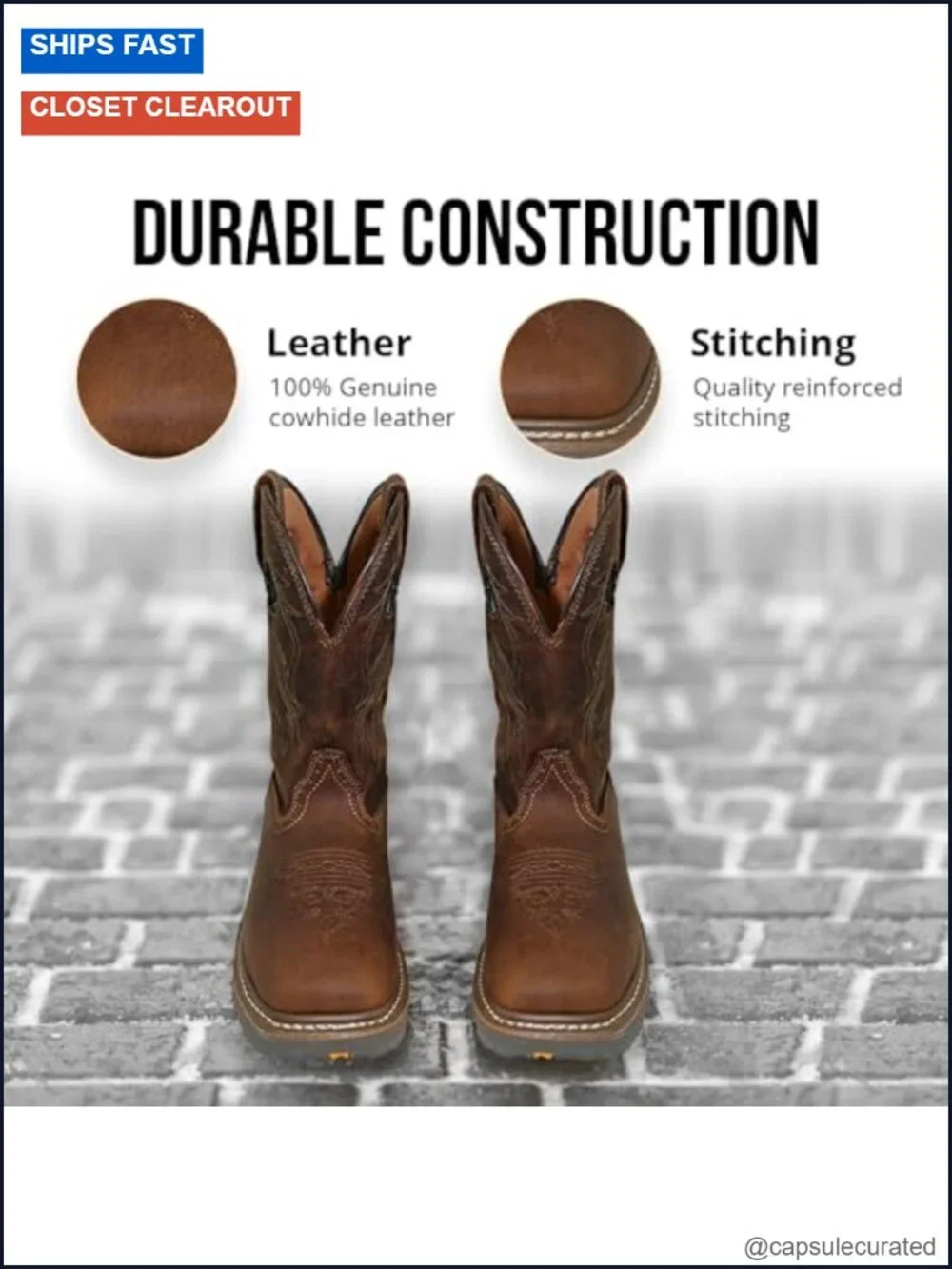 Men's Leather Work Boots Slip Resistant Composite Toe Construction